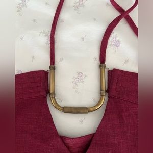 Vix midi hardware-halter neckline, slits on both side, half slip, maroon